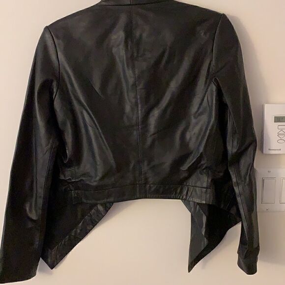 𝅺nwot PJK Patterson J Kincaid waterfall drape black leather jacket sz small - Picture 5 of 6